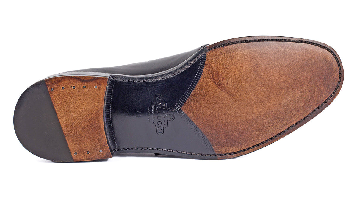 913 Alberto Double Monk Calfskin Leather Black