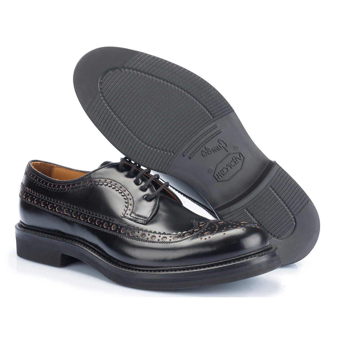 1161 Ettore Derby Brogue Calfskin Leather Black
