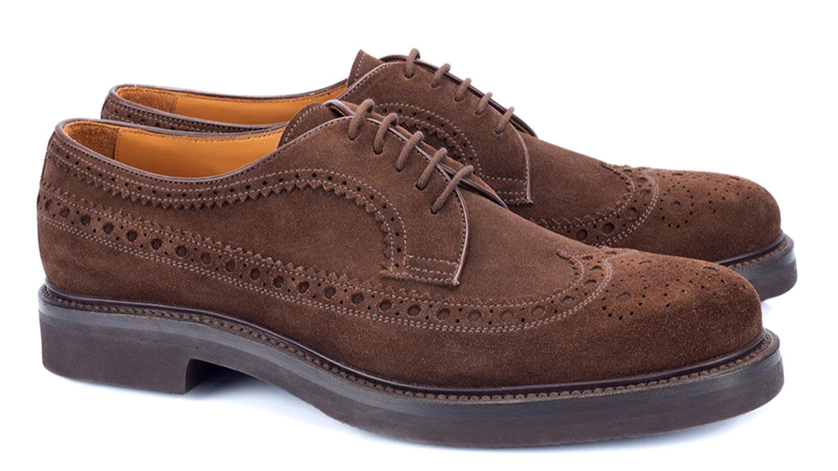 1181 Ettore Derby Brogue Suede Leather Brown