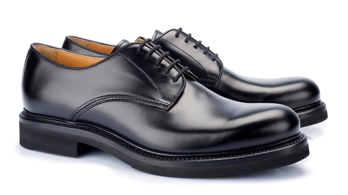 911 Alberto Derby Calfskin Leather Black Rubber