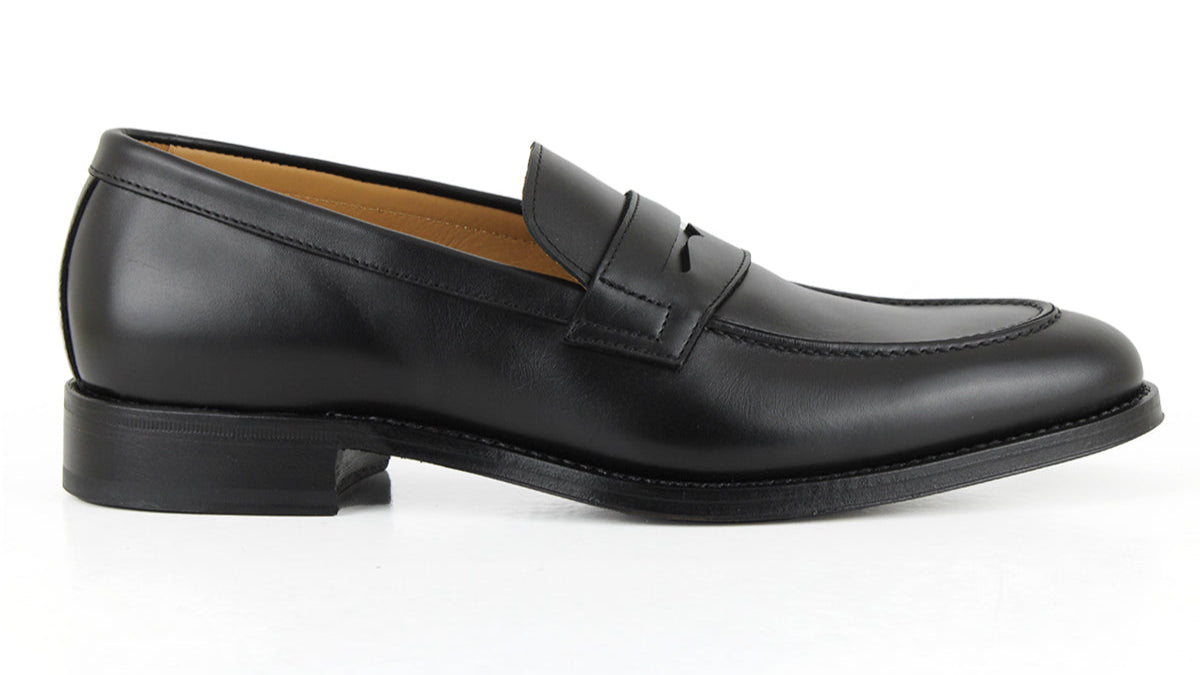 703 Enzo Penny Loafer Calfskin Leather Black