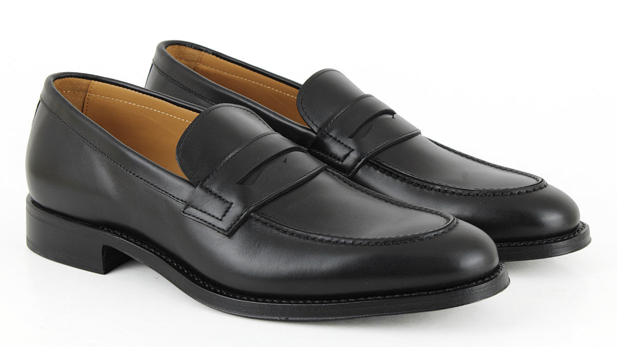 703 Enzo Penny Loafer Calfskin Leather Black