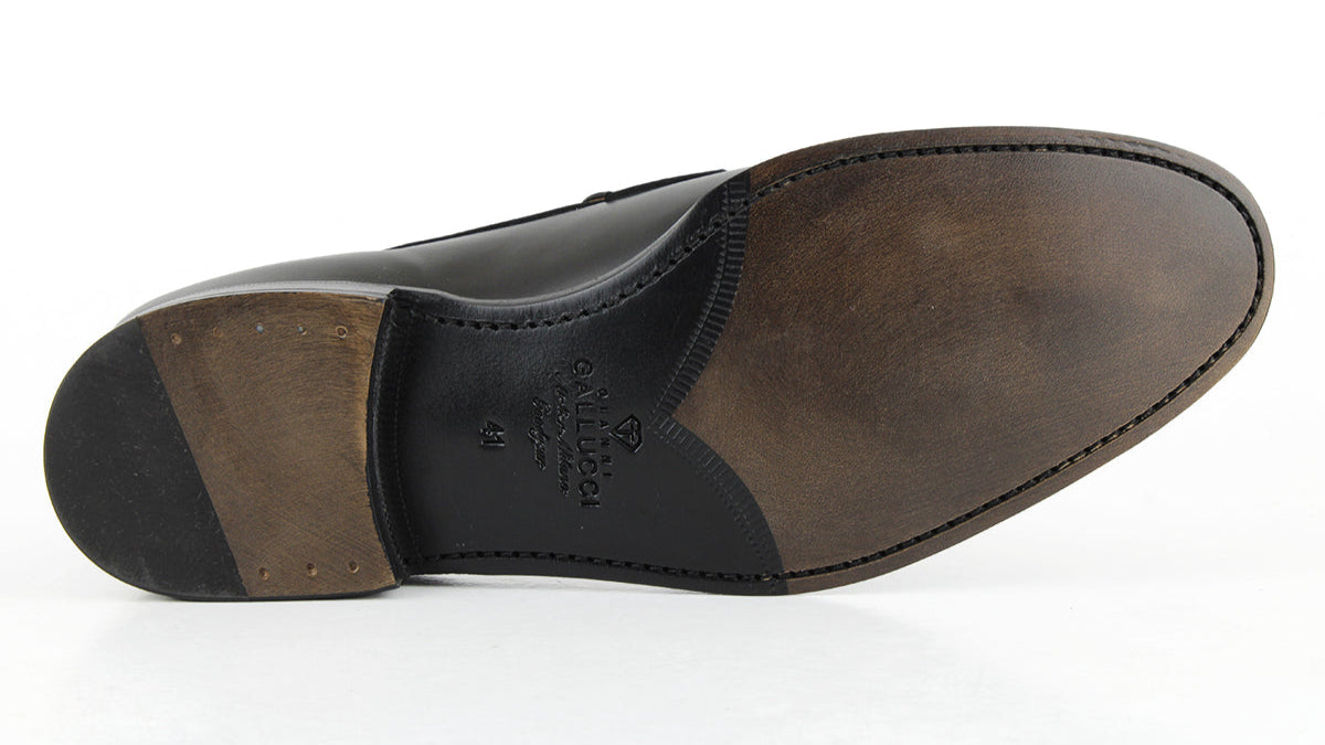 703 Enzo Penny Loafer <br> Calfskin Leather Black